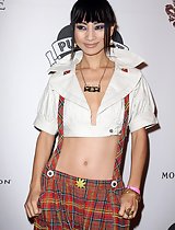 Asian actress Bai Ling tities almost out off dress showing her petite sexy body