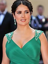 Gorgeous Salma Hayek flashing that bright smile and hot cleavage