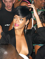 Rihanna looking hot in a short leather dress in these pics