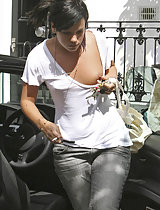 Lily Allen slips a sweet tits going down from her car in these pics