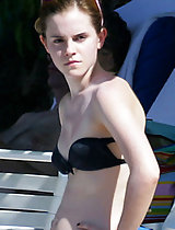 Emma Watson's young sexy body in black bikini in these pics