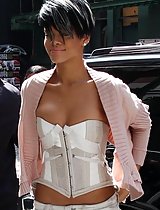 Rihanna steps out in the street showing off her hot cleavage in these pics